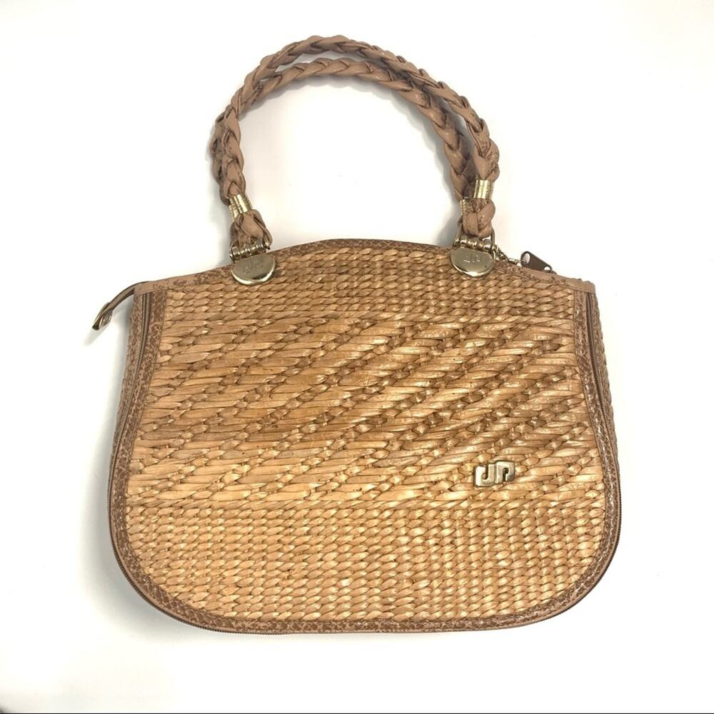 Viintage Pier Giorgio Straw  Coastal Grandma 3 Tone Handbag Made In Italy